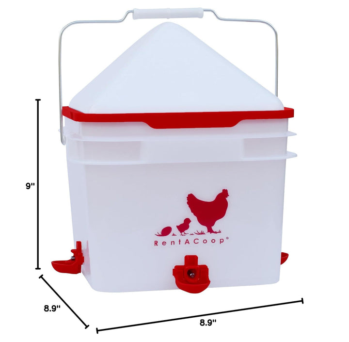 RentACoop 2 Gallon Chicken Waterer with Cups &amp; Nipples, Center Placement