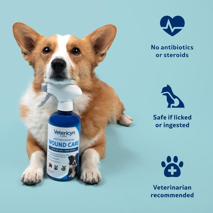 Vetericyn Plus Dog Wound Care Spray, Lick-Safe Wound &amp; Skin Care, 16 oz