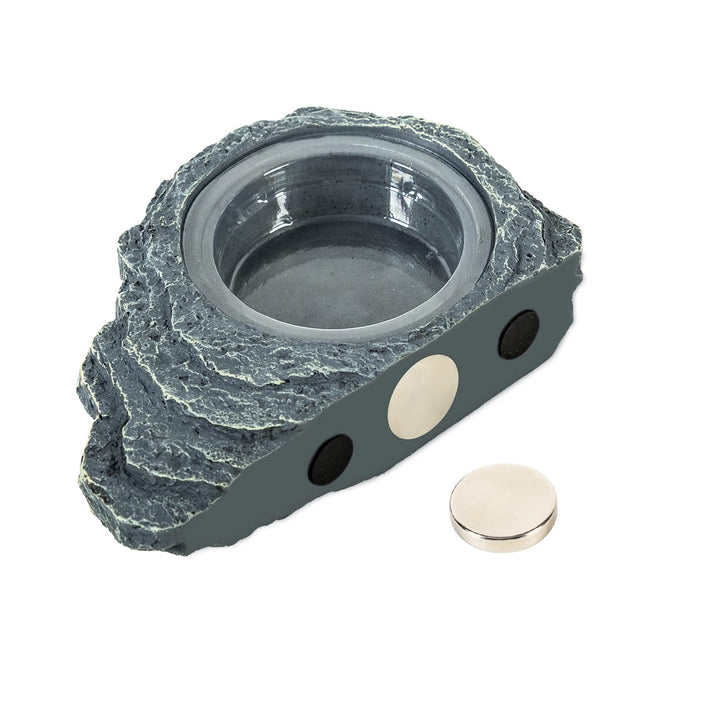 REPTIZOO Reptile Magnetic Feeder Ledge, Single Bowl Reptile Food Dish with 3PCS Feeding Cups Food Water Feeder for Crested Gecko Lizard Chameleon Pets