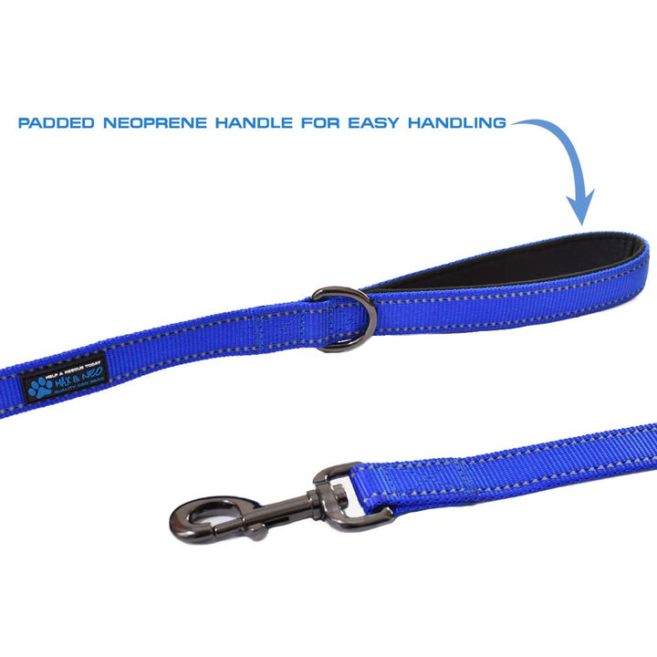 Max and Neo Double Handle Traffic Dog Leash - Reflective, Donates to Dog Rescue (Black, 6 FT)
