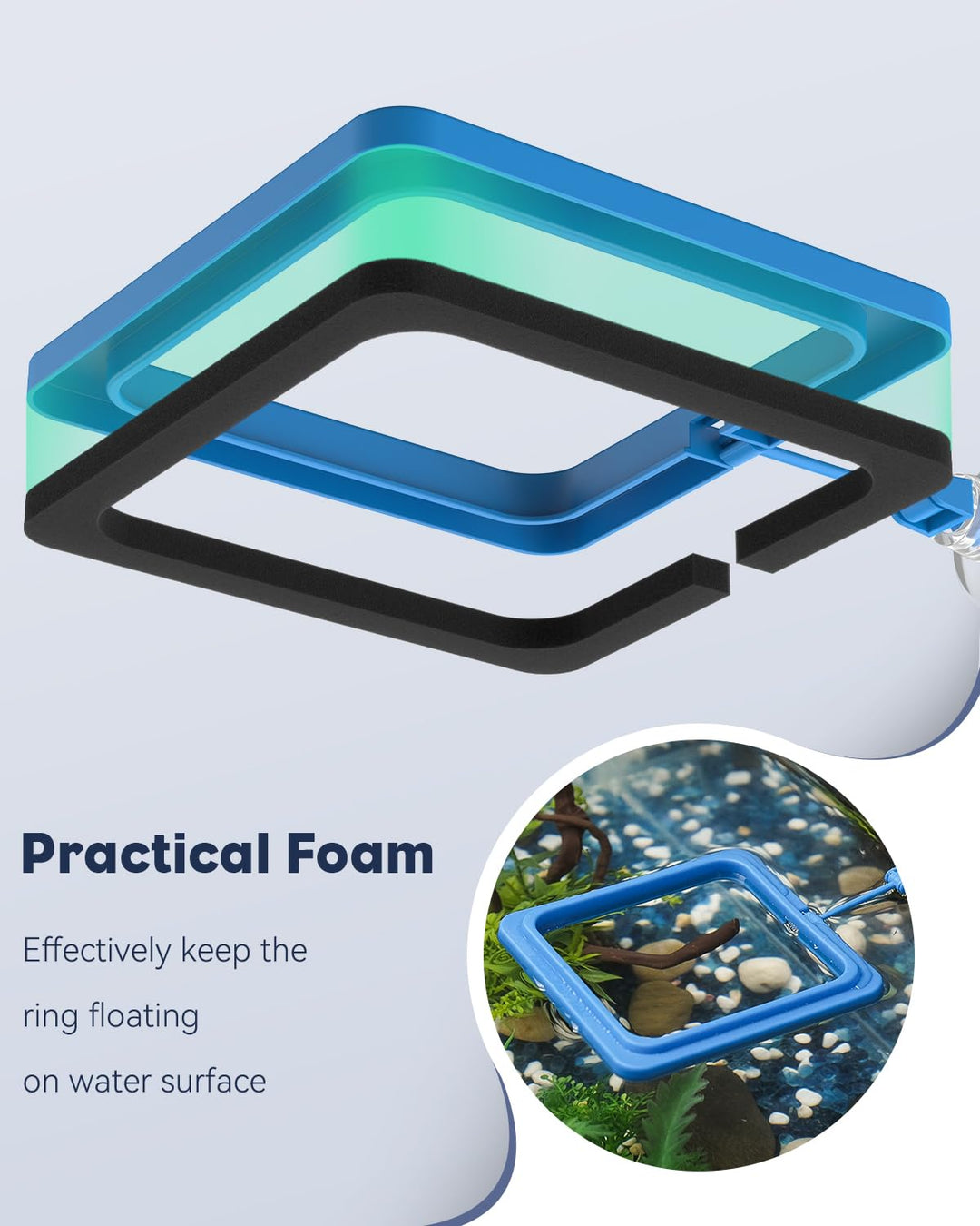 Pawfly 2 Pcs Fish Feeding Ring for Aquarium – Round and Square Floating Food Feeder with Suction Cup for Betta, Goldfish, Guppy, Turtle &amp; Small Fish