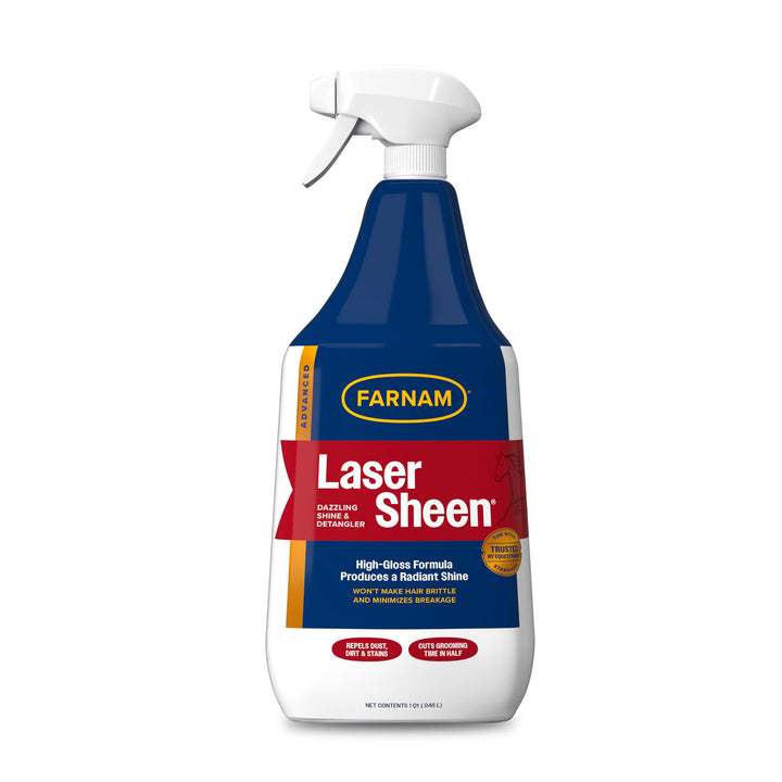 Farnam Laser Sheen Dazzling Shine and Detangler for Horses, 32 oz Spray