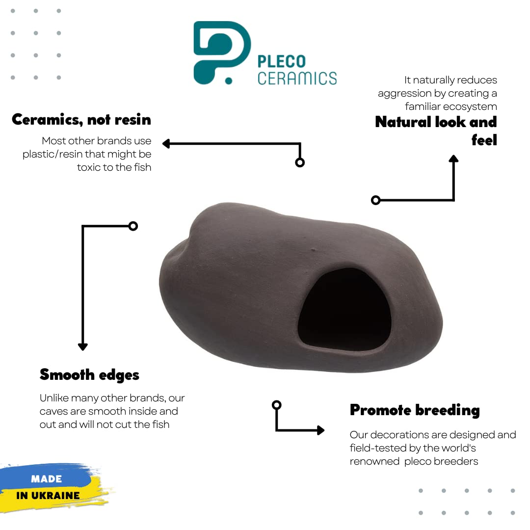 Plecoceramics Cichlid Stone Decoration - Aquarium cave for Cichlids, Betta, Small Fish - Fish Tank Hideway Decor - Betta Toys Hideout Stones House (Stone Small)