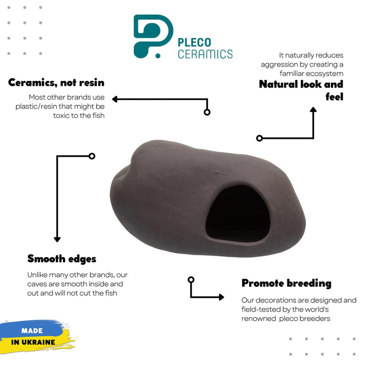 Plecoceramics Cichlid Stone Decoration - Aquarium cave for Cichlids, Betta, Small Fish - Fish Tank Hideway Decor - Betta Toys Hideout Stones House (Stone Small)