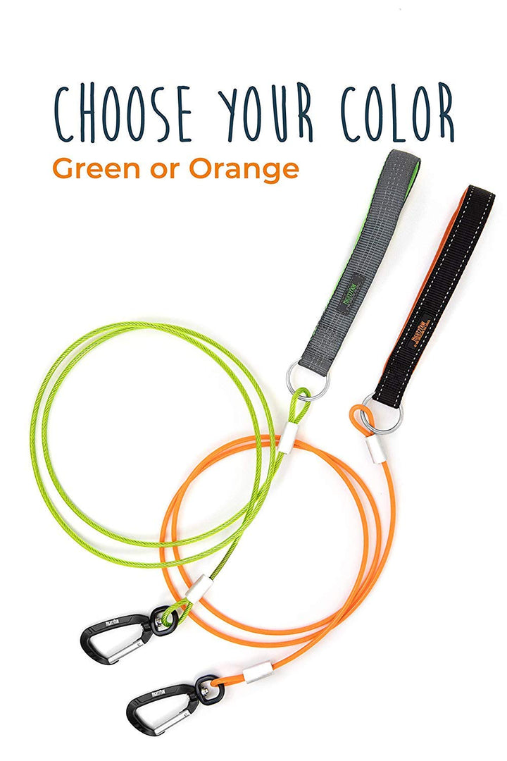 Mighty Paw Dog Leash - Anti Biting Pets Leashes - Chew Proof Metal Cable - Ideal for Large Dogs and Teething Puppies - Braided Cord with Padded Handle - Six Foot - Green