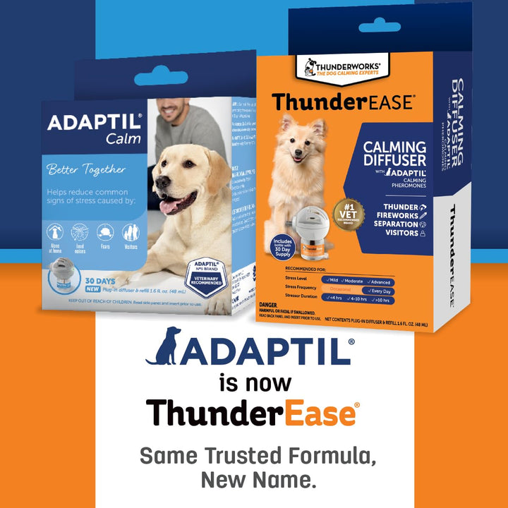 ThunderEase Dog Calming Pheromone Diffuser Kit | Powered by ADAPTIL | Vet Recommended to Relieve Separation Anxiety, Stress Barking &amp; Chewing, and Fear of Fireworks &amp; Thunderstorms (30 Day Supply)