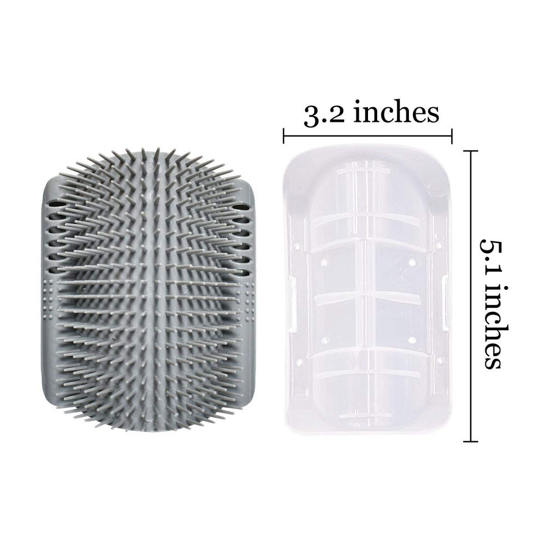 2 Pack Softer Self Groomer with Catnip Wall Corner Massage Comb Scratcher Grooming Brush Tool for Long &amp; Short Fur Kitten Cats Dogs (Gray)