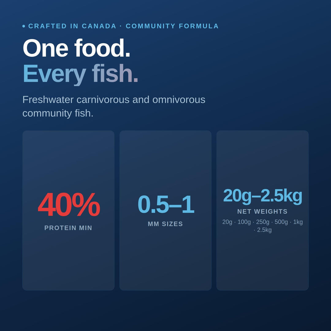 NorthFin Community Fish Food, Slow-Sinking Pellets, 1mm, 100g