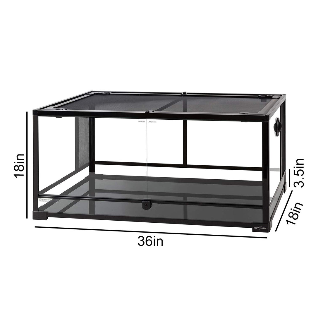 REPTI ZOO 50 Gallon Reptile Glass Terrarium Tank Double Hinge Door with Screen Ventilation Large Reptile Terrarium 36" x 18" x 18"(Knock-Down)