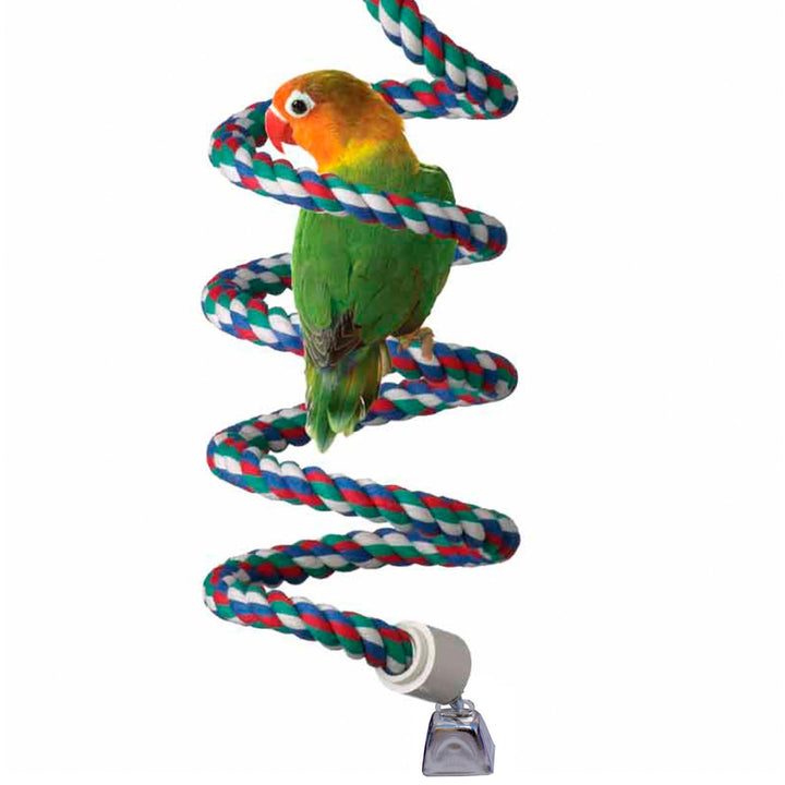 Super Bird Creations SB323 Small Bungee Bird Toy - Rope Perch for Canary, Parakeets, Cockatiels, Finch, Lovebirds - Colorful Hanging Perch - Enriching Bungee Toy for Small Birds &amp; in Bird Cages