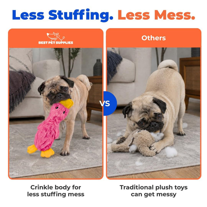 Best Pet Supplies Interactive Squeaky Dog Toy - Crinkle Duck, Pink