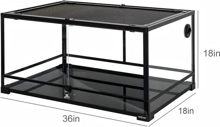 REPTI ZOO 50 Gallon Reptile Glass Terrarium Tank Double Hinge Door with Screen Ventilation Large Reptile Terrarium 36" x 18" x 18"(Knock-Down)