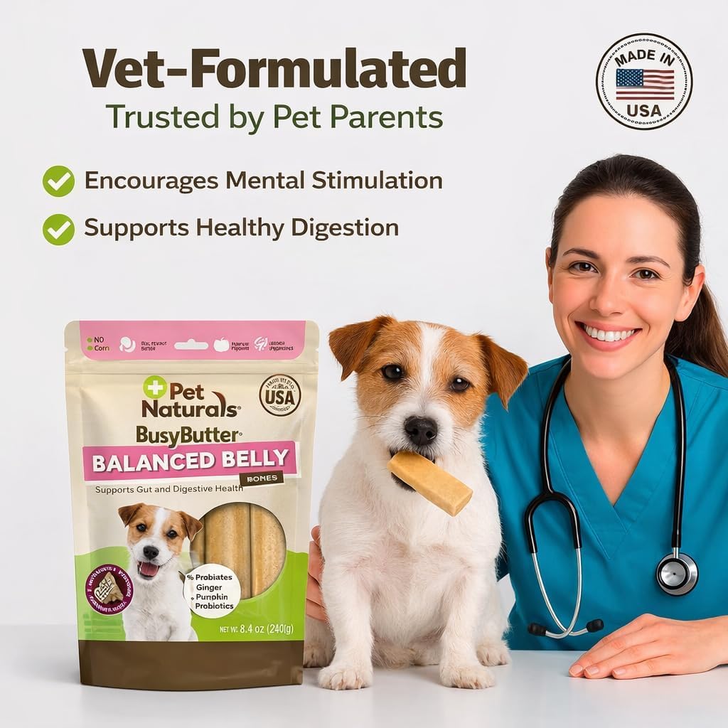 Pet Naturals BusyButter Balanced Belly Dog Bones, Small, 22 Count