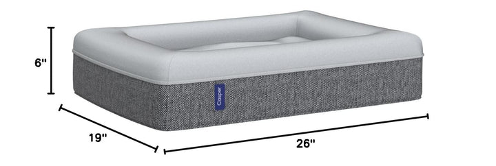 Casper Dog Bed, Plush Memory Foam, Small, Gray, 26.0"L x 19.0"W x 6.0"Th