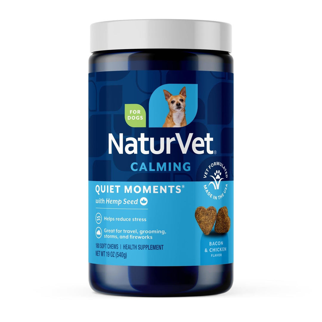 NaturVet Quiet Moments Calming Plus Hemp Dog Supplement - 180 Soft Chews