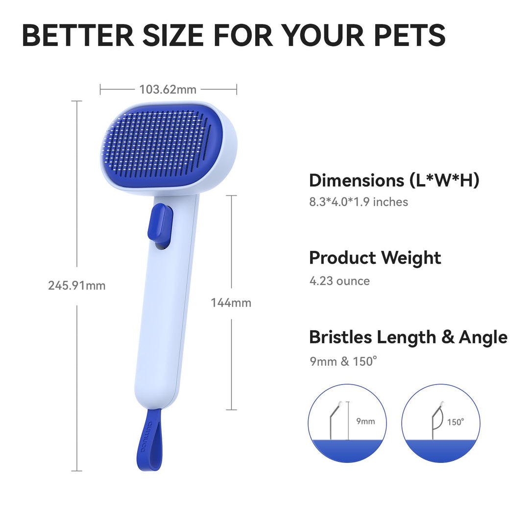 aumuca Skin Friendly Self-Cleaning Slicker Brush for Dogs &amp; Cats, Gentle Pet Grooming Tool for Shedding &amp; Deshedding, Efficient Hair Remover for Long &amp; Short Haired Pets