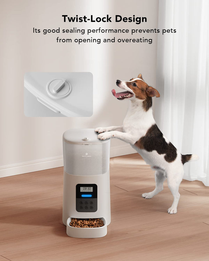 PETLIBRO Automatic Cat Feeder, 6L Auto Pet Cat Dry Food Dispenser with Clog-Free Design, Low Food LED Indication, 0-50 Portion Control for 1-6 Meals Daily, 10s Voice Recorder for Small &amp; Medium Pets