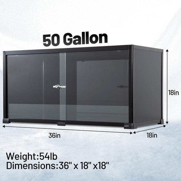REPTI ZOO 50 Gallon Reptile Tank, 36" X 18" X 18" Reptile Terrarium, Black-Tinted ECO Glass Enclosure with Sliding Door &amp; Mesh Top, Secure &amp; Low-Stress Habitat for Bearded Dragon, Gecko, Snake, Lizard