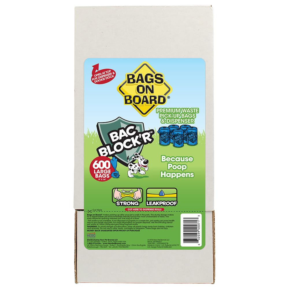 Bags on Board Dog Poop Bags, Strong Leak Proof Waste Bags, 600 Count