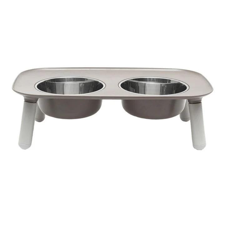 Messy Mutts Dog Double Feeder Elevated Grey