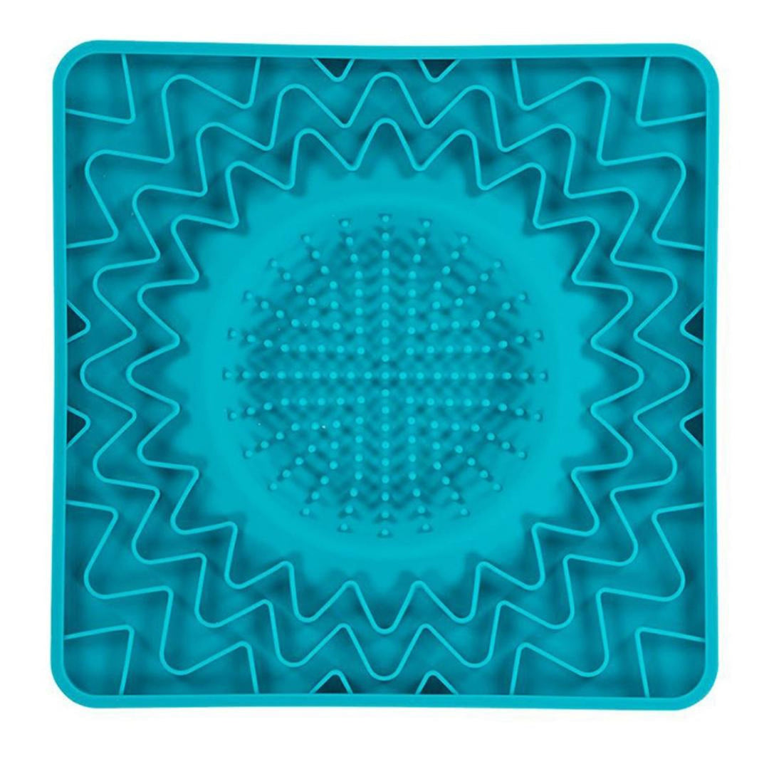 Messy Mutts Dog Cat Framed Silicone Interactive Licking Bowl Mat 10In X 10In Blue