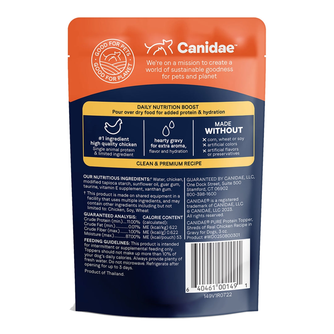 CANIDAE PURE Goodness Protein Topper for Dogs Shredded Chicken in Gravy, 12ea/3 oz