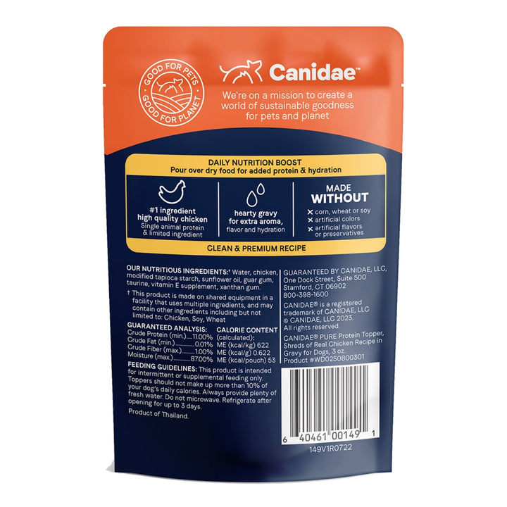 CANIDAE PURE Goodness Protein Topper for Dogs Shredded Chicken in Gravy, 12ea/3 oz