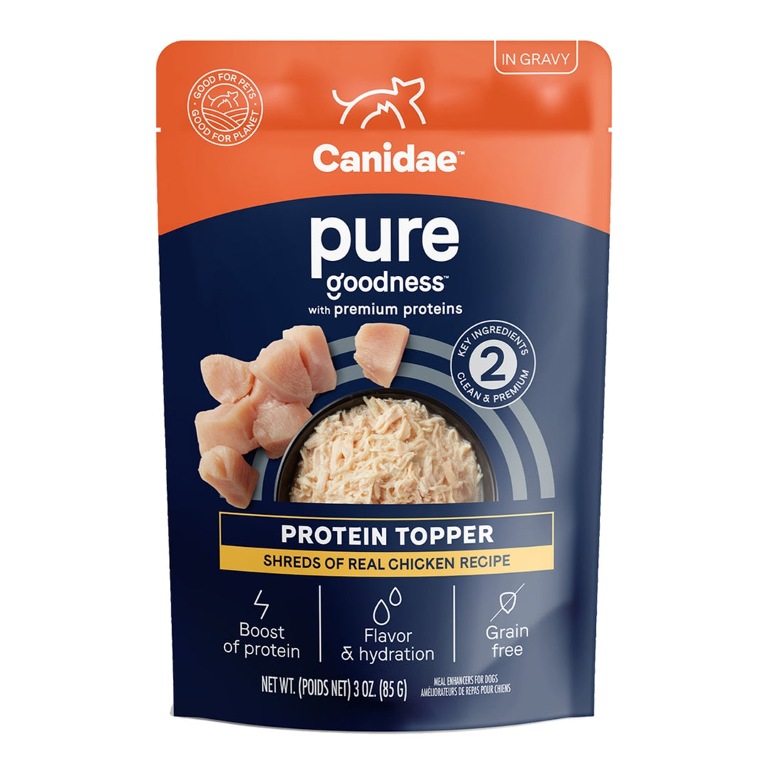 CANIDAE PURE Goodness Protein Topper for Dogs Shredded Chicken in Gravy, 12ea/3 oz