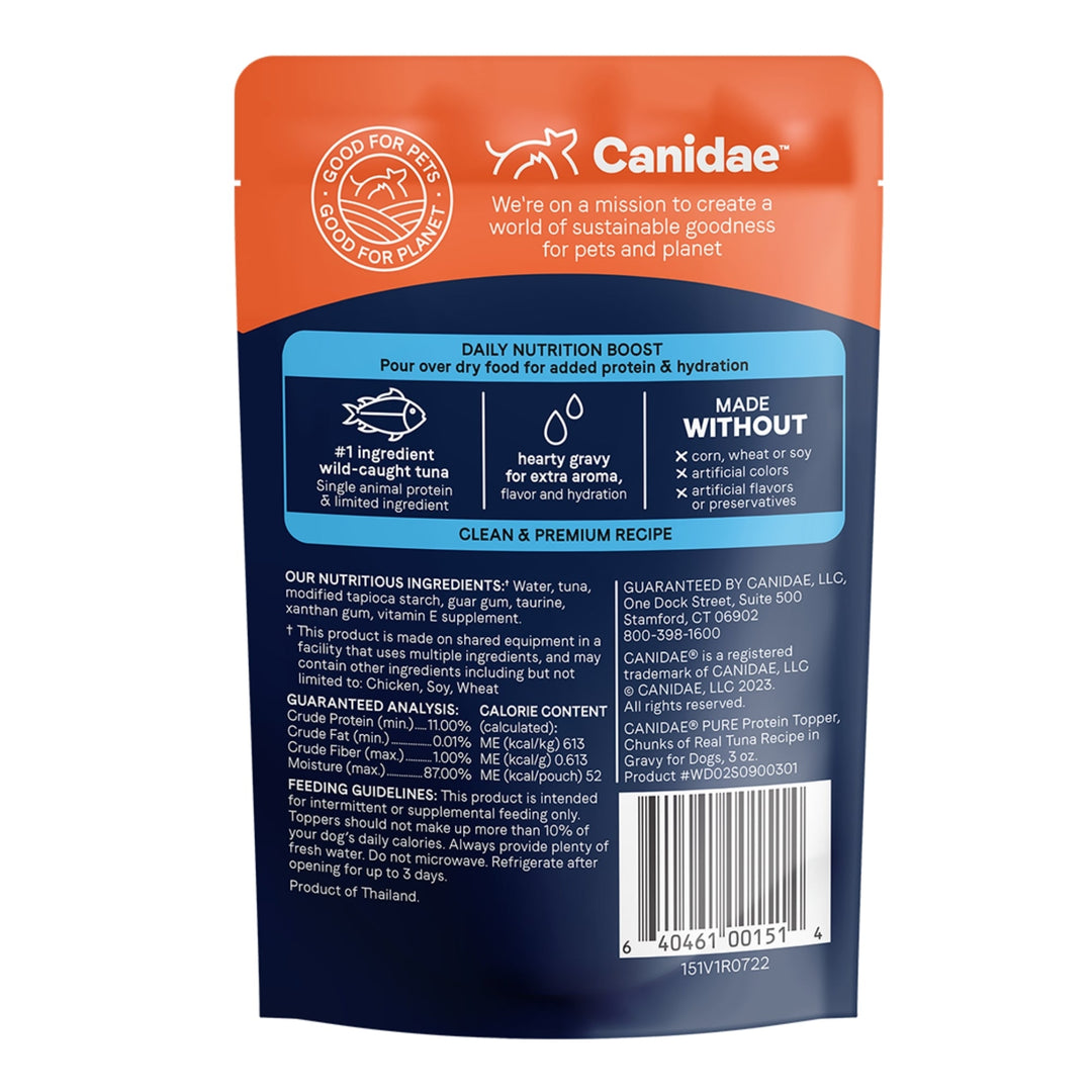 CANIDAE PURE Goodness Protein Topper for Dogs Tuna Chunks in Gravy, 12ea/3 oz
