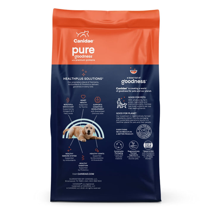 CANIDAE PURE Farm To Bowl GrainFree LID Dry Puppy Food Wild  Caught Salmon  Sweet Potato, 1ea/4 lb