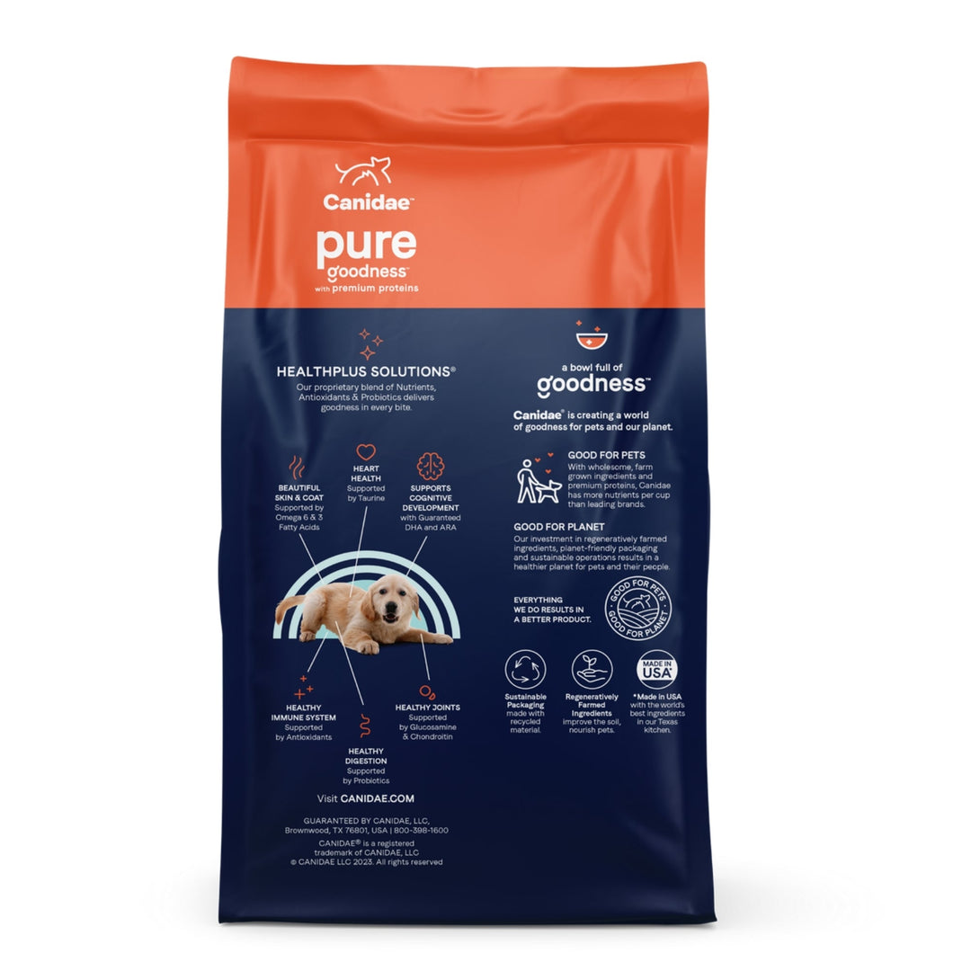 CANIDAE PURE Farm To Bowl GrainFree LID Dry Puppy Food Wild  Caught Salmon  Sweet Potato, 1ea/22 lb