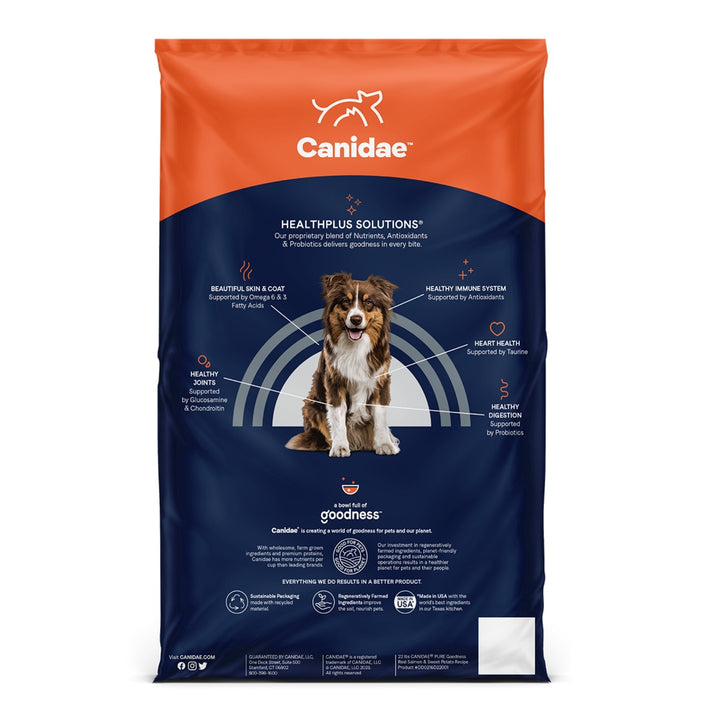 CANIDAE PURE Farm To Bowl GrainFree LID Dry Dog Food Salmon  Sweet Potato, 1ea/12 lb