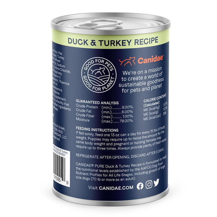 CANIDAE PURE Goodness GrainFree LID Canned Dog Food Sky Formula w/Duck  Turkey, 12ea/13 oz