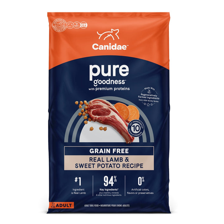 CANIDAE PURE Goodness Grain-Free LID Dry Dog Food Lamb & Pea 12lb