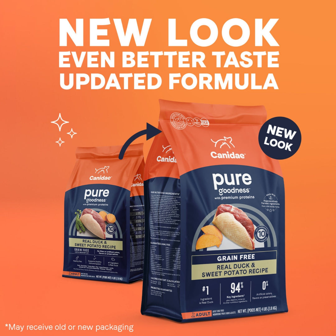 CANIDAE PURE Goodness Grain-Free LID Dry Dog Food Duck & Sweet Potato 22lb