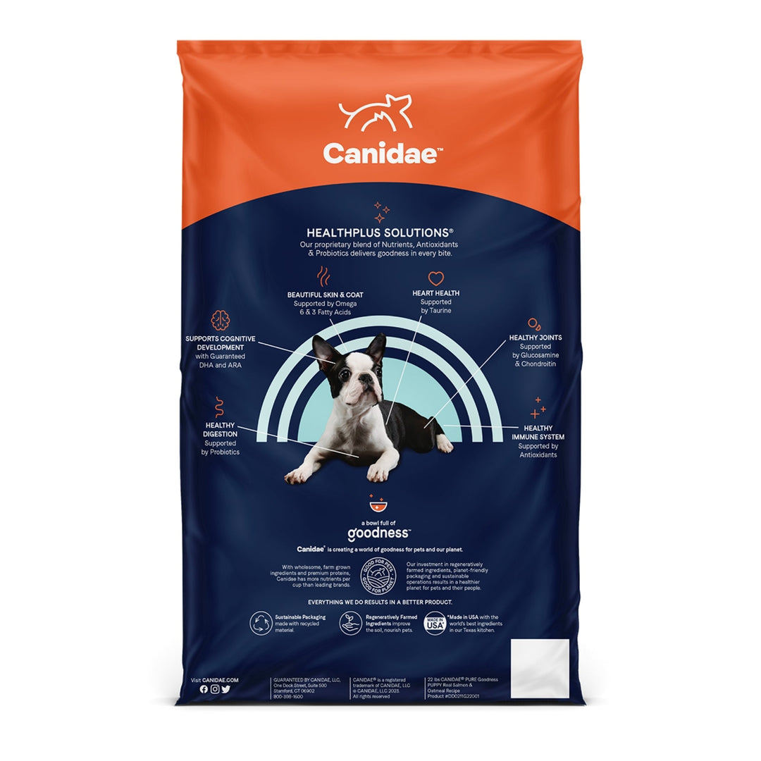 CANIDAE PURE Farm To Bowl w/Wholesome Grains Dry Puppy Food Salmon  Oatmeal, 1ea/4 lb