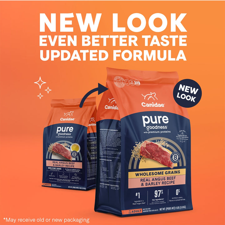 CANIDAE PURE Farm To Bowl  w/Wholesome Grains Dry Dog Food Beef  Barley, 1ea/4 lb