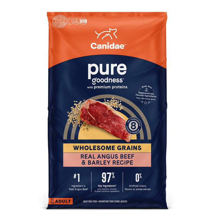 CANIDAE PURE Farm To Bowl  w/Wholesome Grains Dry Dog Food Beef  Barley, 1ea/4 lb