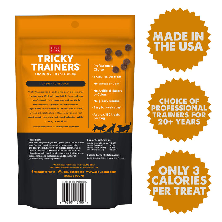 Cloud Star Chewy Tricky Trainers Cheddar Flavor Dog Treats; 5oz. Bag