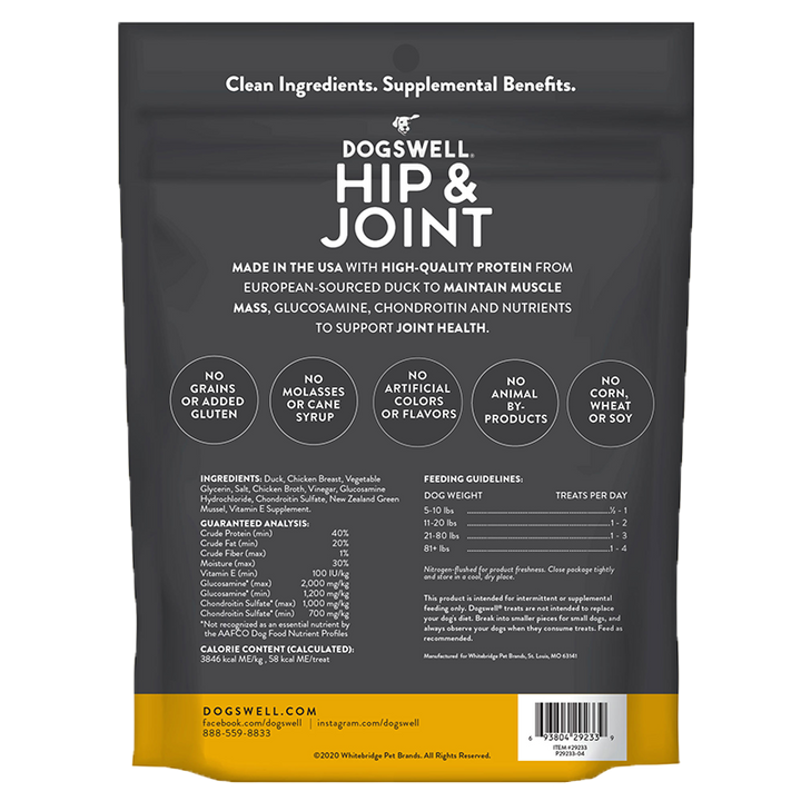 Dogswell Hip & Joint Grain-Free Jerky Dog Treat Regular Duck 1ea/10 oz