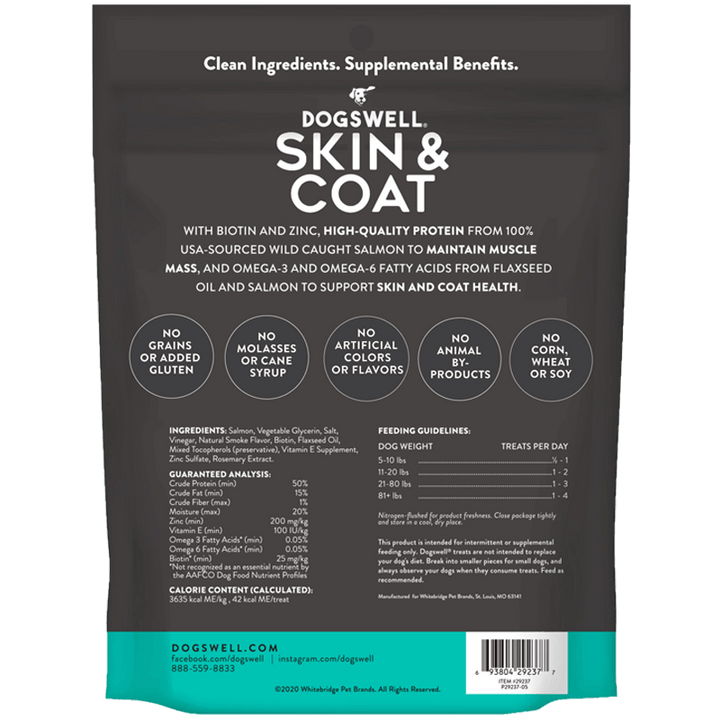 Dogswell Jerky Skin and Coat Grain-Free Salmon 10oz.