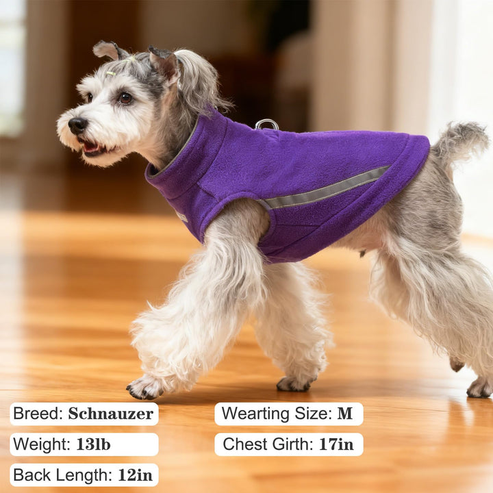 EXPAWLORER Dog Fleece Vest Jacket Sweater for Small Medium Large Dogs, Cold Weather Winter Coat Hoodie with Leash D-Ring and Zipper, Reflective Warm Sleeveless Puppy Clothes for S M L Boys Girls Cats