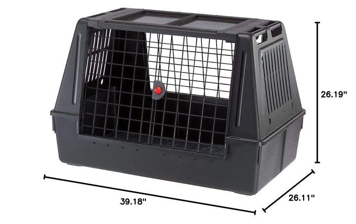 Ferplast Atlas Vehicle SUV Dog Crate, Assembled Car Dog Crate Measures 39L x 23W x 26H, Ideal for Medium to Intermediate Dog Breeds, Black