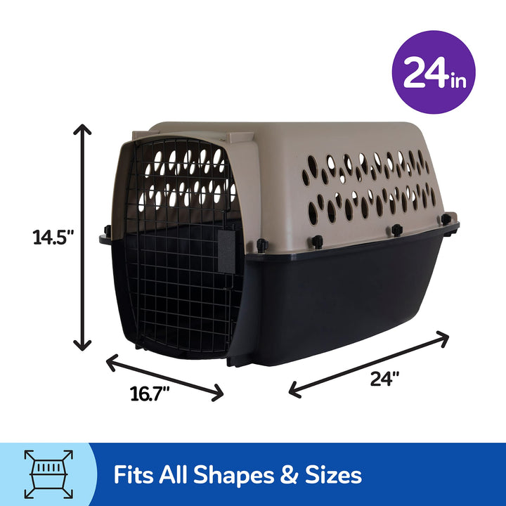 Petmate Vari Dog Kennel, Carrier, 10 to 20lbs, 24in, Taupe and Black