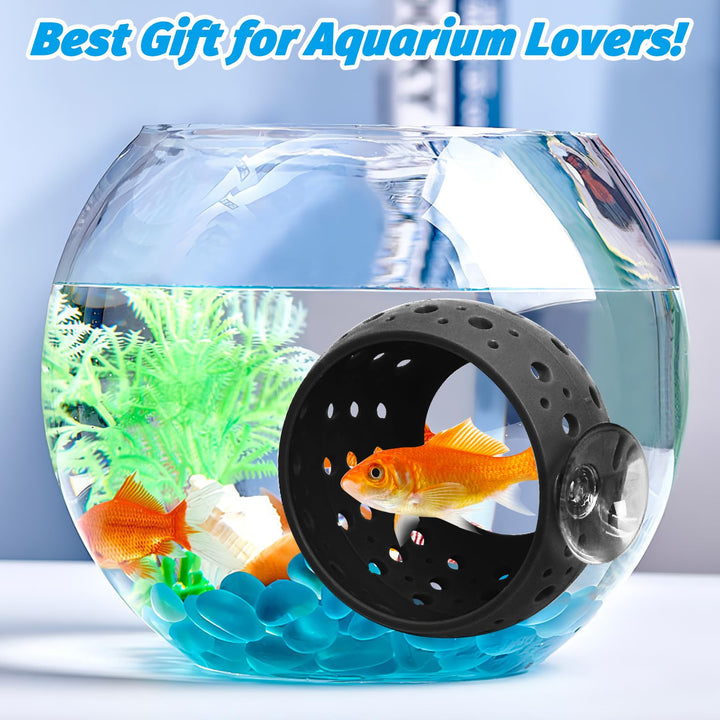 Fhiny Betta Tunnel, Aquarium Fish Hideout with Suction Cup - Shrimp Cave Aquarium Decor for Small Fish, Shrimp, Guppy Hiding &amp; Resting (Black)