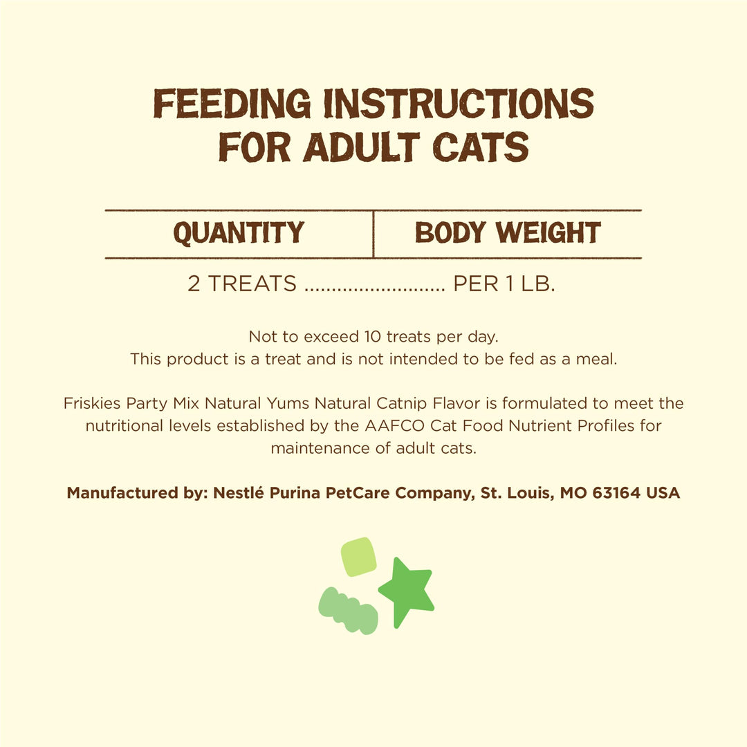 Friskies Purina Party Mix Natural YUMS Catnip Cat Treats, 20 oz Canister