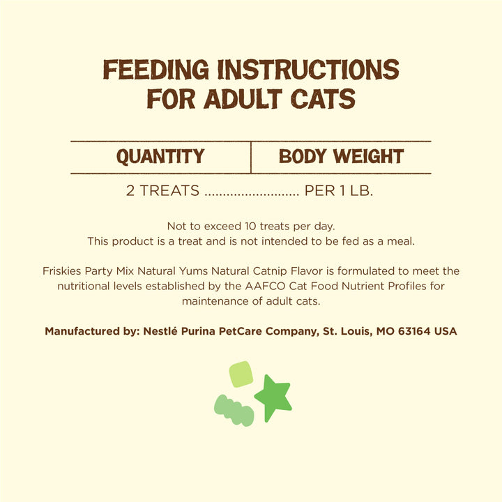 Friskies Purina Party Mix Natural YUMS Catnip Cat Treats, 20 oz Canister