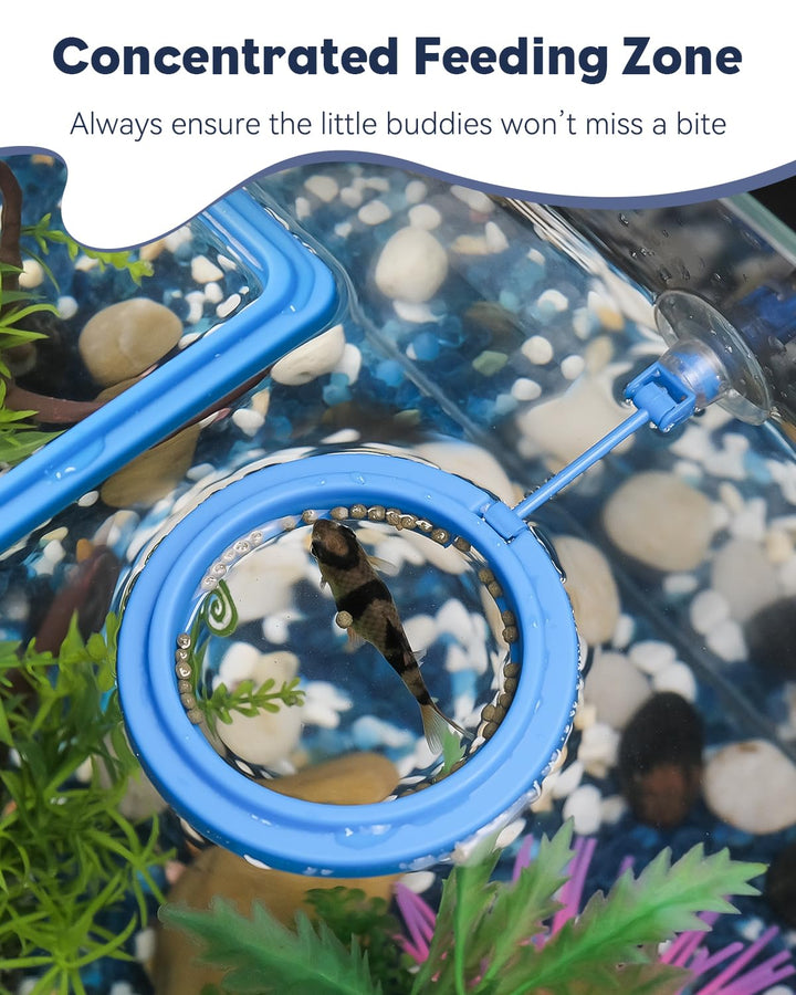 Pawfly 2 Pcs Fish Feeding Ring for Aquarium – Round and Square Floating Food Feeder with Suction Cup for Betta, Goldfish, Guppy, Turtle &amp; Small Fish