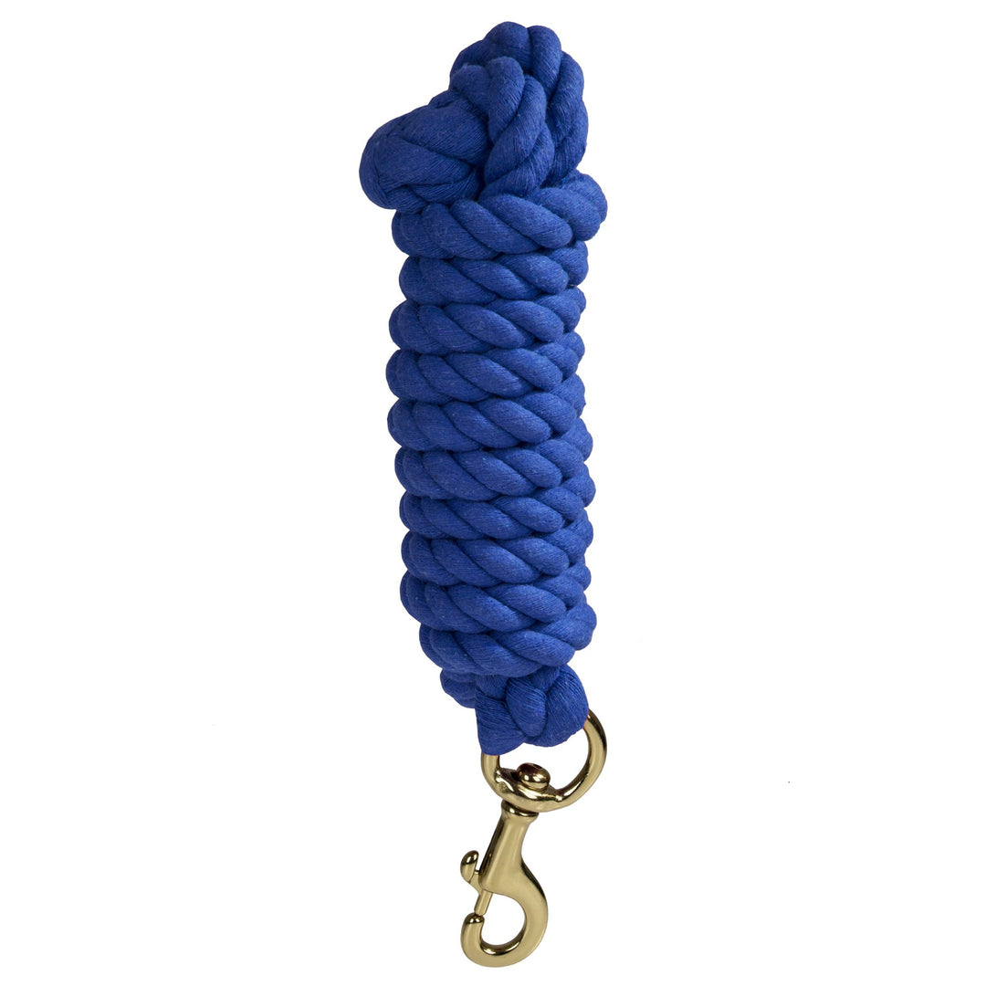 Intrepid International Horse Tack - Heavy Duty Cotton Rope Lead Ropes for Horses, with Durable Brass Trigger Snap, Attaches to Halter or Harness, Soft and Comfortable Grip - Royal Blue, 10 Feet