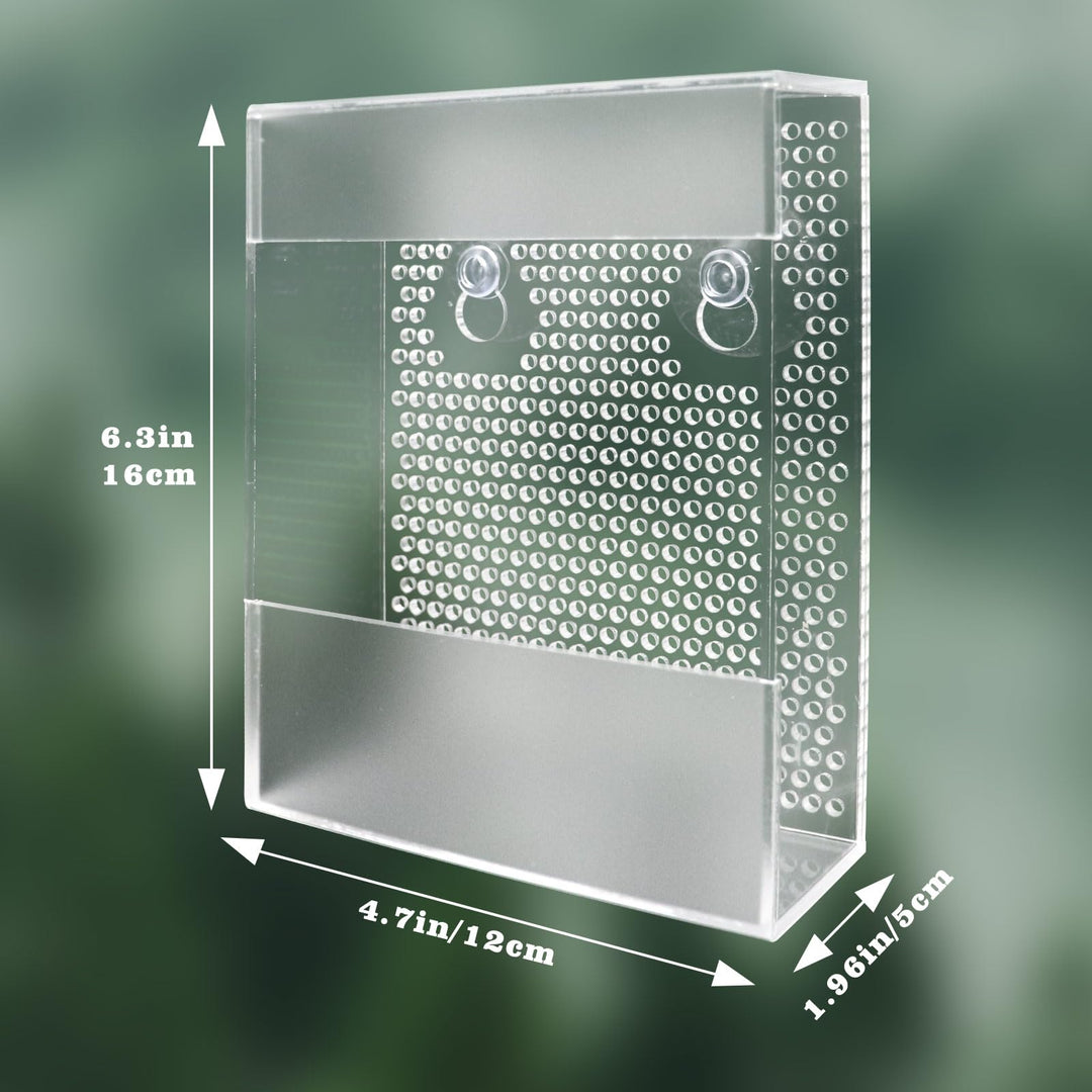 Transparent Acrylic Reptile Feeder Box, Wall-Mounted Insect Feeder with Suction Cups, Tank and Aquarium Accessories for Bearded Dragon, Lizard, Gecko, Frog